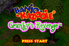 Banjo Kazooie Grunty's Revenge title screen for GameBoy Advance